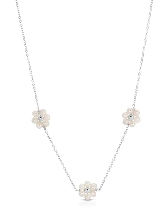 Fiores Choker Necklace | Metal Color: Silver | Length: Necklace (16 - 18 inches)