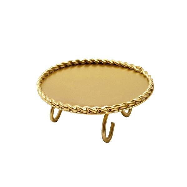 Flat Round Iron Plate Candle Holder