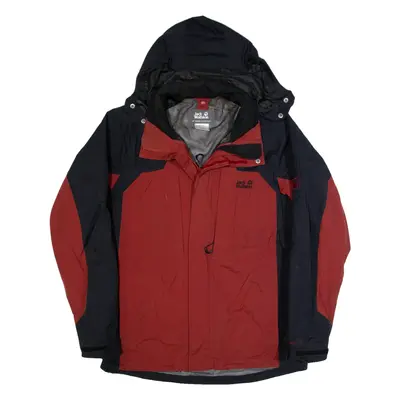 JACK WOLFSKIN Mens Rain Jacket Red Hooded L