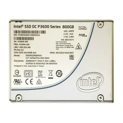 SSDPE2ME800G410 Intel DC P3600 800GB Multi-Level Cell PCI Express 3.0 x4 NVMe U.2 2.5-Inch Solid State Drive
