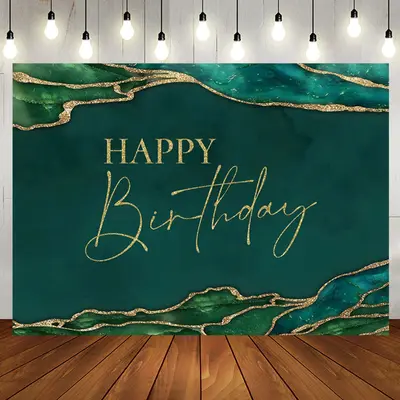 Emerald Green And Gold Glitter Birthday Backdrop - Aperturee