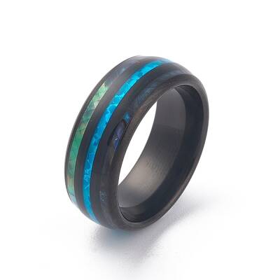 Ion Plating(IP) 304 Stainless Steel Paua Shell Cuff Ring for Women