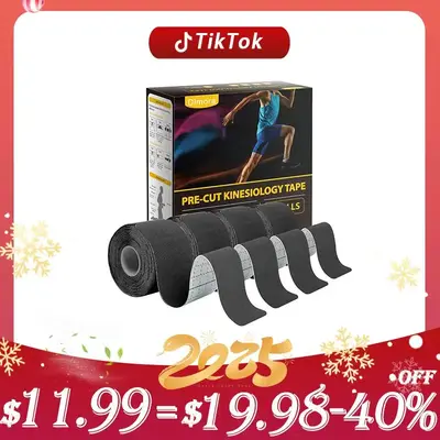 Dimora Kinesiology Tape 4 Rolls - Elastic Cotton Athletic Tape, 16.4 ft, 80 Pre-cut Tapes, Premium Tape for Muscle Pain Relie...