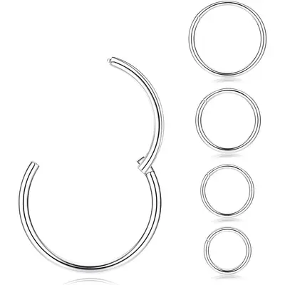 FLORIDECO 5Pcs G23 Titanium 20G 18G 16G Clicker Body Piercing Rings Nose Rings Hoops for Septum Cartilage Daith Rook Lip Trag...