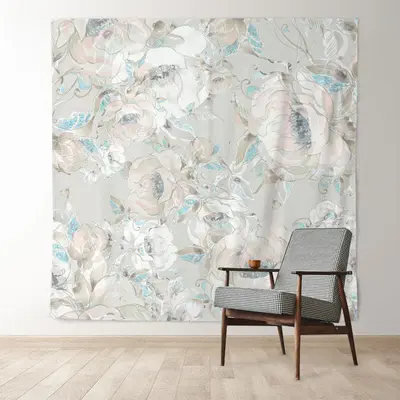 Aquarelle Floral Light Grey Fine Art Photo Backdrop - Aperturee