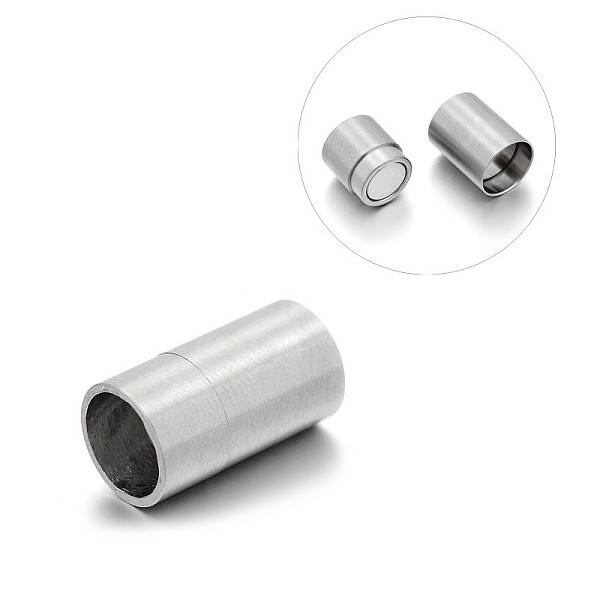 Tarnish Resistant Matte 304 Stainless Steel Column Magnetic Clasps with Glue-in Ends