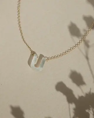 Dawn Initial Necklace | Metal Color: Solid 14K Gold | Style: U