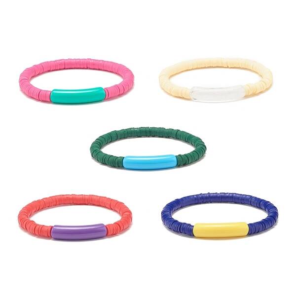 Handmade Polymer Clay Beaded Stretch Bracelets