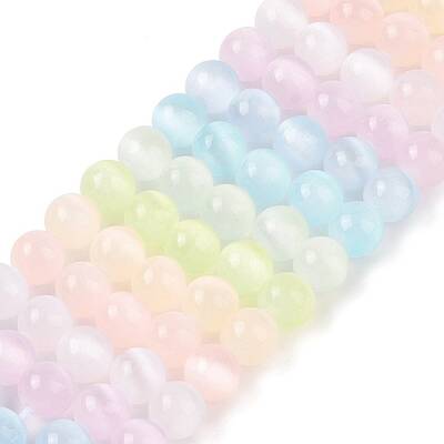 Macaron Color Natural Selenite Beads Strands