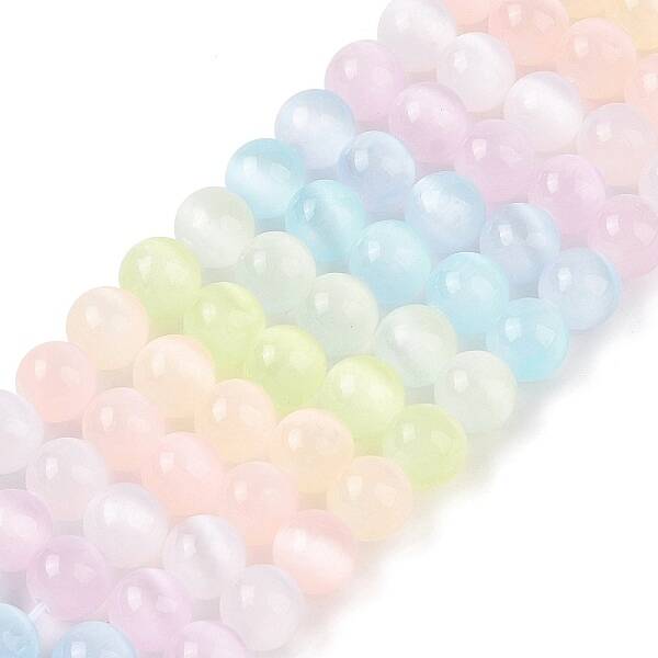 Macaron Color Natural Selenite Beads Strands