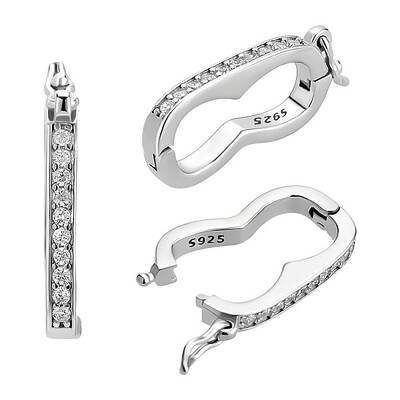 Anti-Tarnish 3Pcs Sterling Silver Cubic Zirconia Twister Clasps