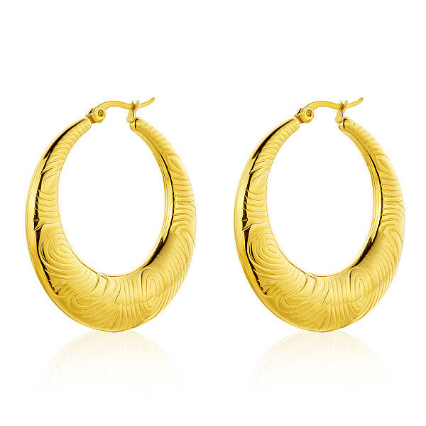 European Style Heart Stud Earrings Gold Plated Stainless Steel Women's Jewelry