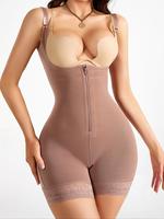 Women's Solid Color Zipper Shapewear Bodysuit, Tummy Control Butt Lifting Shaper, Women's Shapewear for Daily Wear, Body Shap...