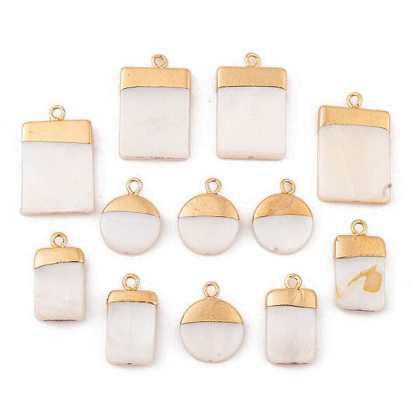 Electroplate Natural Freshwater Shell Pendants