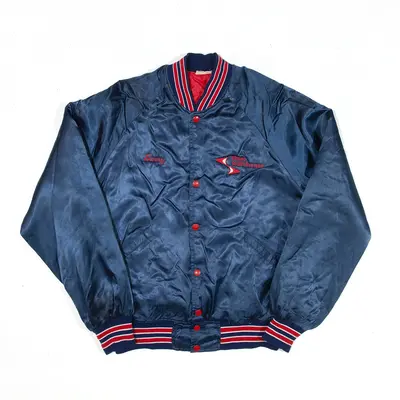HOME ATHLETIC APPAREL Worker Insulated Bomber Satin Jacket Blue Mens M