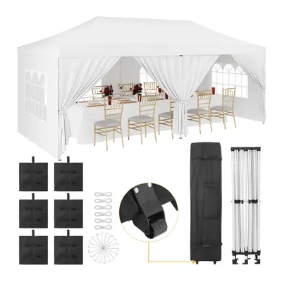 Garvee Upgraded 10x20ft Pop-Up Canopy Tent with 6 Removable Sidewalls - Heavy Duty Commercial Tent for Parties, Roller Bag, S...