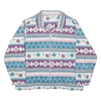 ALRED DUNNER Fleece Jacket Blue Fair Isle Womens L