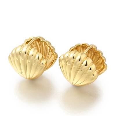 Rack Plating Shell Shape Brass Hoop Earrings