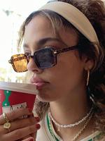 Vintage Square Frame Tortoiseshell Pattern Sunglasses, Trendy Casual Tinted Lens Sunglasses for Everyday Use, Fashion Accesso...