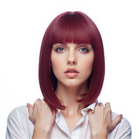 11-Inch Solid Garnet Red Straight Synthetic Wig | 【Heat Resistant】【Cap Included】 |