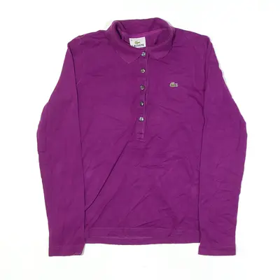 LACOSTE Polo Shirt Purple Long Sleeve Womens M
