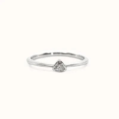 Mini Trillion Stacking Ring | White Gold