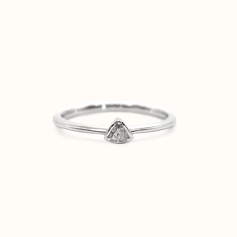 Mini Trillion Stacking Ring | White Gold