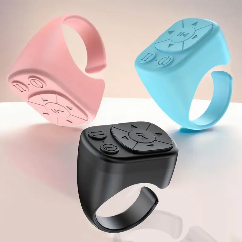Multi-function Ring Remote Control, Bluetooth-compatible Page Turner Ring for iPhone iPad, Camera Shutter Short Video and Mus...