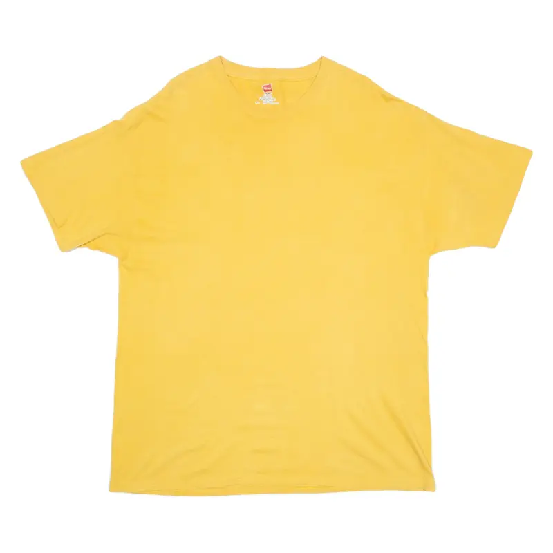 HANES Mens T-Shirt Yellow Crew Neck XL