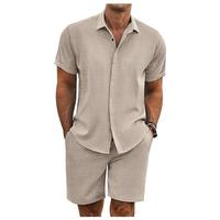 Father's Day Gift,COOFANDY Men's Summer Beach Outfits 2 Piece Short Sleeve Shirts and Shorts Vacation Texture Linen Sets for ...