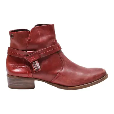 TAMARIS Ankle Boots Red Leather Womens UK 7