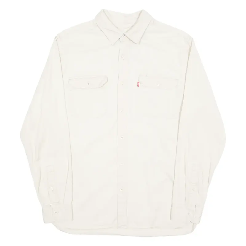 LEVI'S Mens Plain Shirt Beige Long Sleeve M