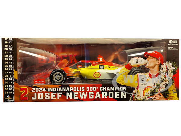 Dallara IndyCar #2 Josef Newgarden Shell Oil Team Penske 2024 Indianapolis 500 Champion NTT IndyCar Series (2024) 1/18 Diecas...
