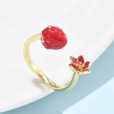 Brass with Enamel Cuff Open Rings for Women