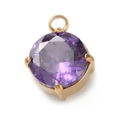 304 Stainless Steel Micro Pave Cubic Zirconia Pendants
