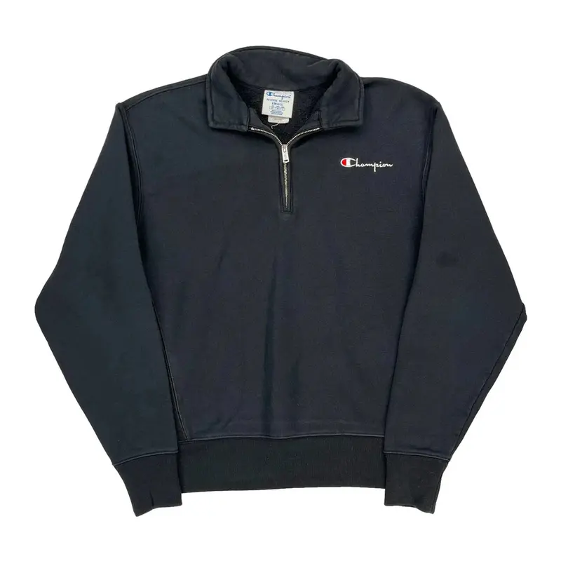 Reverse Weave Champion 1/4 Zip - Small Black Cotton Blend