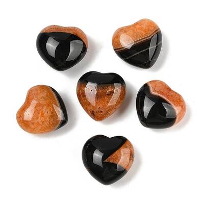 Natural Agate(Dyed & Heated) Heart Palm Stone
