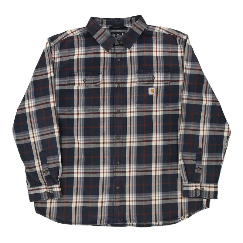 Carhartt Checked Flannel Shirt - 2XL Navy Cotton