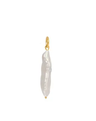 Long Pearl Charm | Metal Color: Gold
