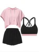 Running 3Pcs Crisscross Back Sports Set Gym Clothes Workout Clothes