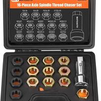 Axle Spindle Rethreading Kit,16 Piece Precision Restorer Master Repair Kit, Essential Tool for Mechanics - Includes Thread Fi...