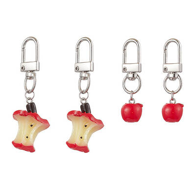 4Pcs 2 Styles Apple Resin Pendant Decorations