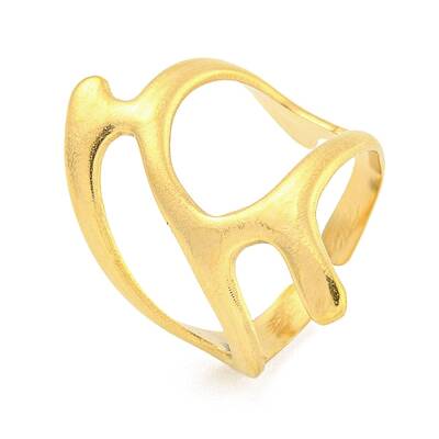 304 Stainless Steel Hollow Irregular Open Cuff Ring for Women