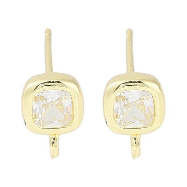 Brass Pave Clear Cubic Zirconia Stud Earring Findings