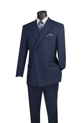 Vinci Men's Poplin Double Breasted Solid Suit 2 Piece Discount
