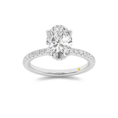 Kyoto Hidden Halo Oval Lab Grown Diamond Engagement Ring | 18K White Gold 2 1/3 CT. TW.