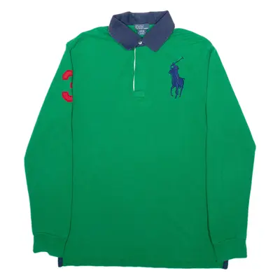 POLO RALPH LAUREN Boys Polo Shirt Green Long Sleeve L