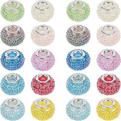 30 Pcs Resin European Beads Large Hole Beads AB Color Rondelle Berry Beads for Jewelry Making