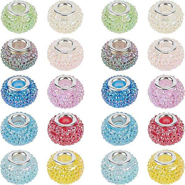 30 Pcs Resin European Beads Large Hole Beads AB Color Rondelle Berry Beads for Jewelry Making
