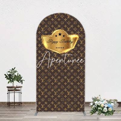 Brown Luxury Leather Brand Arch Birthday Backdrop